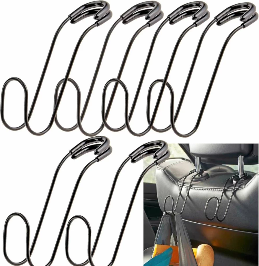 High Road Unbreakable Car Seat Hooks 2-Pack - Heavy Duty 40 lbs Capacity for Purses, Backpacks, Coats - Universal Fit for All Headrest Posts