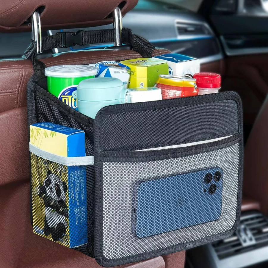 Uplien Premium 1680D Oxford Cloth Car Back Seat Organizer - Collapsible Hanging Storage Bag for Kids & Adults, Universal Fit for Most Vehicles