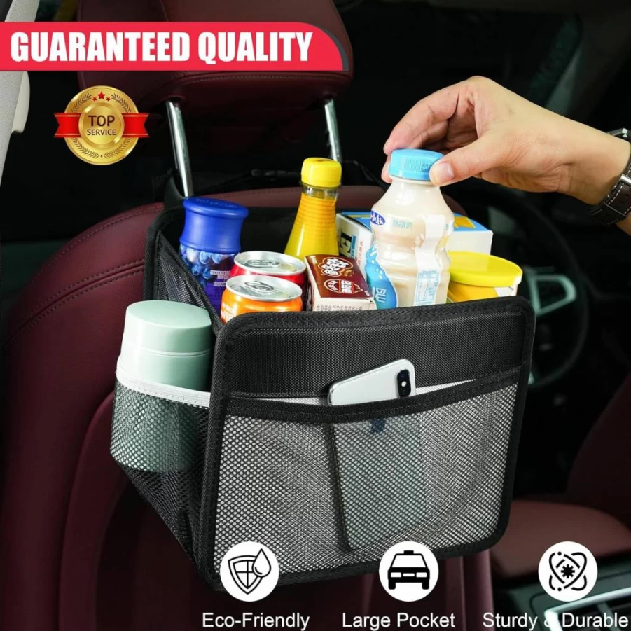 Uplien Premium 1680D Oxford Cloth Car Back Seat Organizer - Collapsible Hanging Storage Bag for Kids & Adults, Universal Fit for Most Vehicles