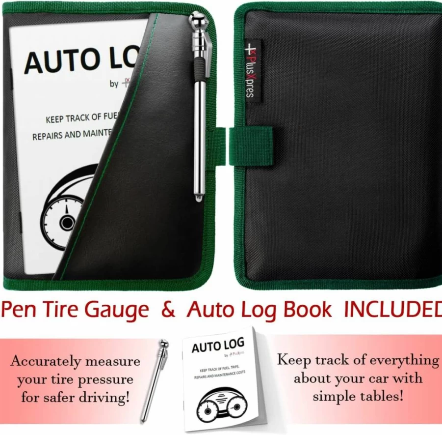 PlusXpres Car Glove Box Organizer - Premium Black Vehicle Document Holder for Registration, Insurance & Manuals with Log Book Included