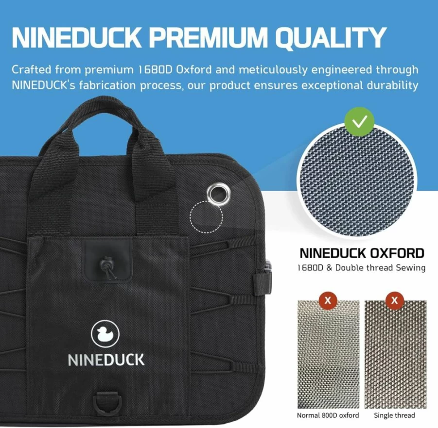 NINEDUCK Heavy-Duty Collapsible Car Trunk Organizer with Lid - Extra Large Black Oxford Storage for SUV, Van, Truck, Sedan & Jeep | Adjustable Cargo Organizer