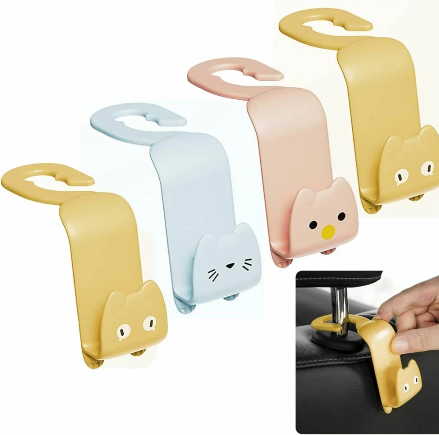 Gouccpu 4 Pack Universal Car Seat Headrest Hooks - Rear Seat Organizers for Purses, Bags & Coats, Durable Auto Accessories