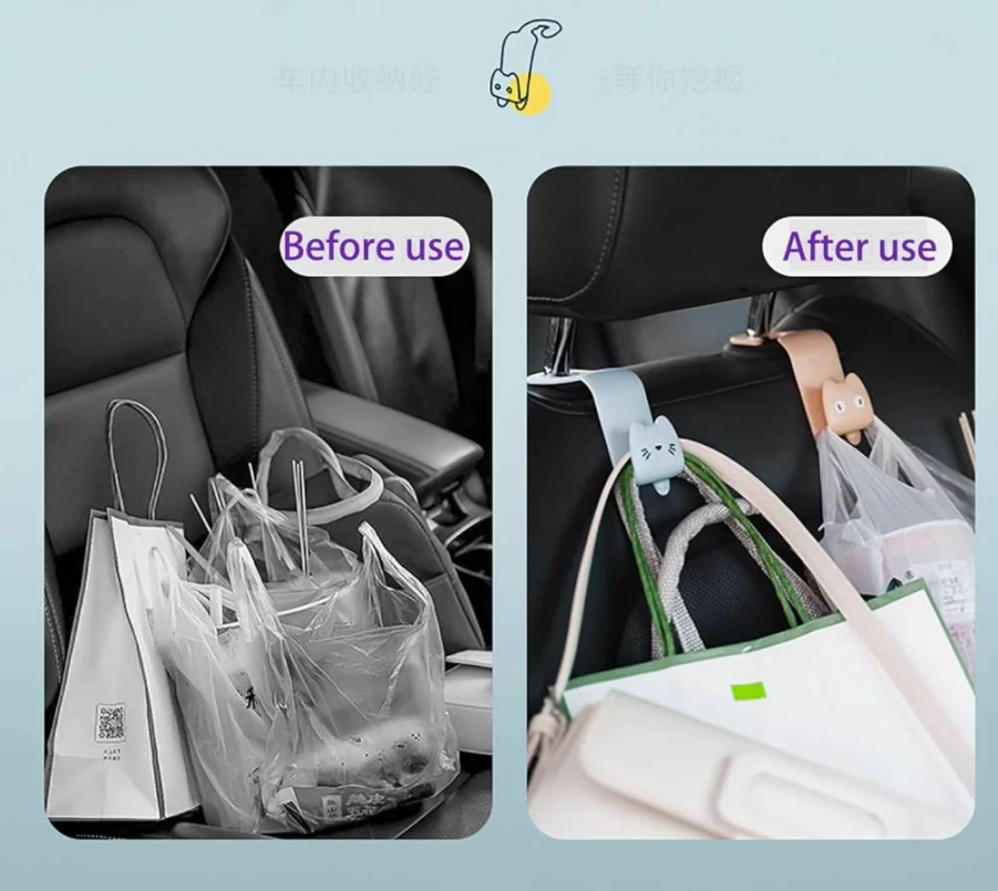 Gouccpu 4 Pack Universal Car Seat Headrest Hooks - Rear Seat Organizers for Purses, Bags & Coats, Durable Auto Accessories
