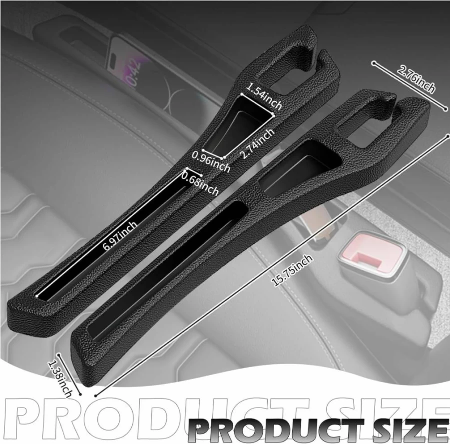 Figpade 2Pcs Universal Car Seat Gap Filler Organizer – Multifunctional Storage for Phone, Keys, and Accessories to Prevent Items Falling Between Seats