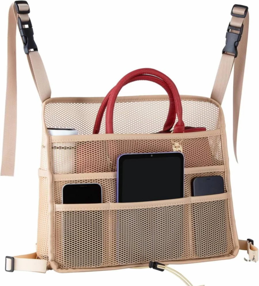 Eing Car Seat Organizer - Large Black Storage Holder for Purses, Handbags, Toys & Travel Accessories