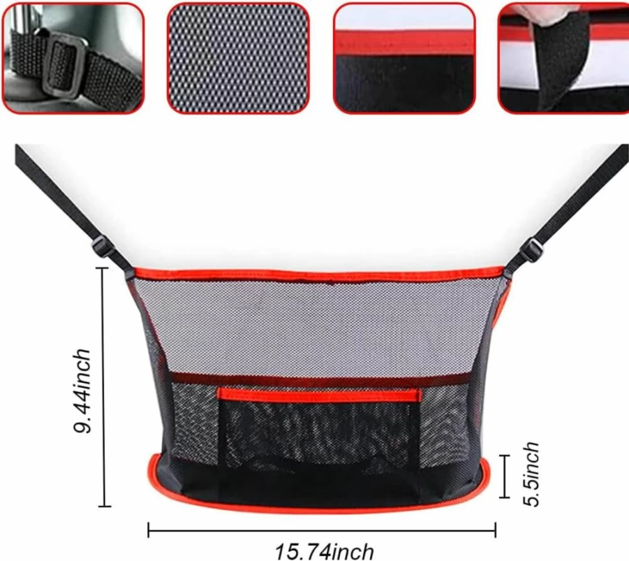 GLSOWEE Universal Car Seat Gap Organizer - Handbag & Purse Holder, Black Auto Storage Net for Front Seats, Accessory for Women/Men, Pet/Kids Barrier