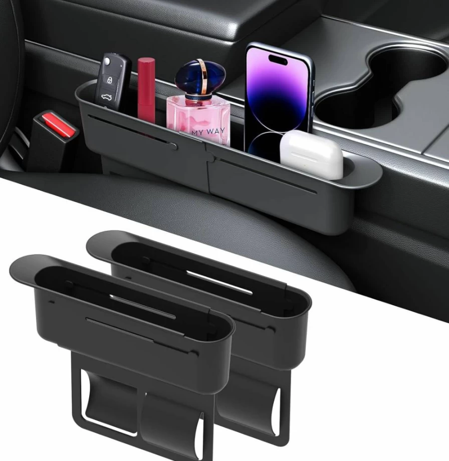 KALEBEE 2-Pack Universal Car Seat Gap Filler – Adjustable (8.46" to 12.99") Gap Stopper with Push-Pull Design, Multifunctional Seat Side Organizer, Prevents Items Falling Between Seats