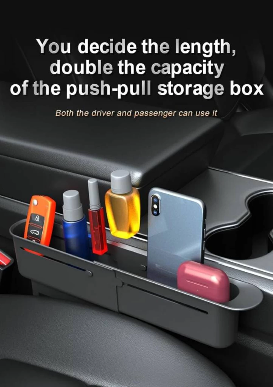 KALEBEE 2-Pack Universal Car Seat Gap Filler – Adjustable (8.46" to 12.99") Gap Stopper with Push-Pull Design, Multifunctional Seat Side Organizer, Prevents Items Falling Between Seats