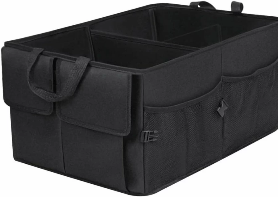 JiatuA SUV Car Trunk Organizer - 8-Pocket Waterproof Storage with Adjustable Straps, Foldable Backseat Cargo Net for Extra Space, Dust-Proof & Sturdy Design, Black