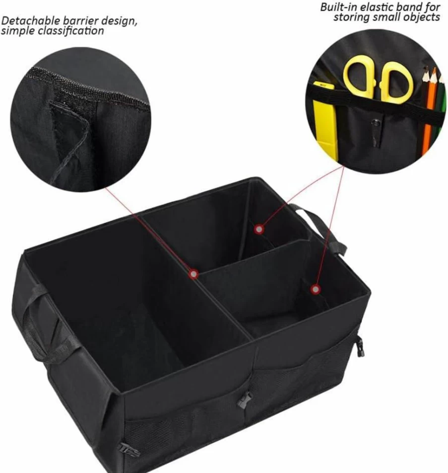 JiatuA SUV Car Trunk Organizer - 8-Pocket Waterproof Storage with Adjustable Straps, Foldable Backseat Cargo Net for Extra Space, Dust-Proof & Sturdy Design, Black