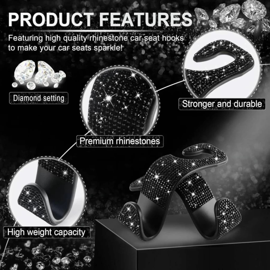LivTee 4-Pack Car Seat Hooks for Organizing Purses, Bags, Coats, and Umbrellas - Durable Auto Accessories