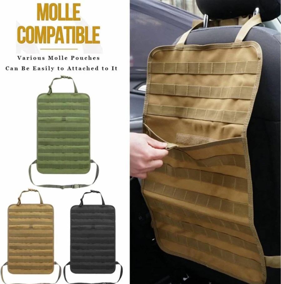 VIIDOO Universal Molle Tactical Car Seat Organizer - 5 Detachable Pouches for Jeep, Truck & Vehicle Storage (Black)
