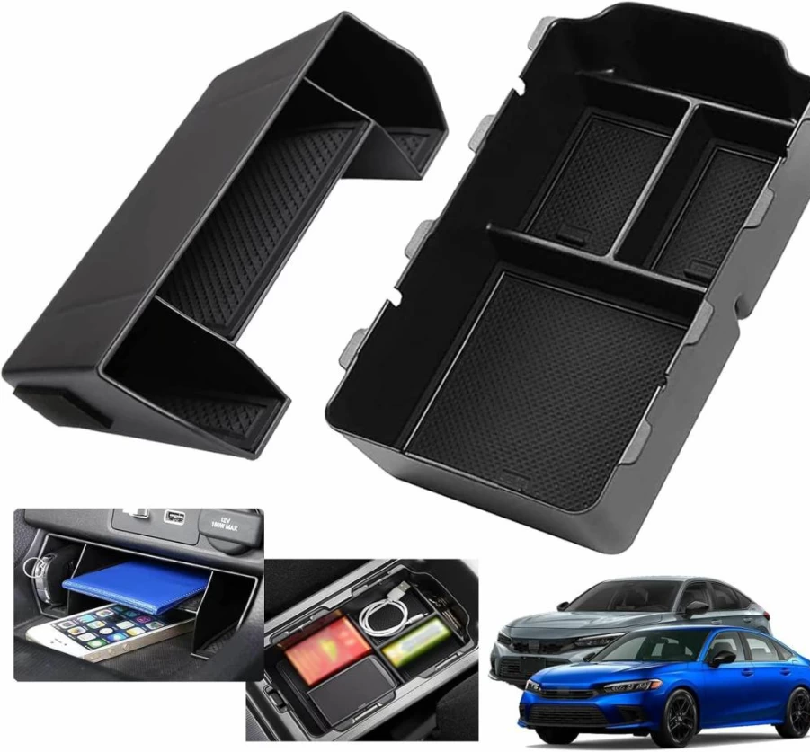 XXCIWP Center Console Organizer Tray for 2022-2025 Honda Civic 11th Gen Sedan & Hatchback | Custom Fit for LX/EX/Sport Trims | 2-Piece Storage Insert Accessory