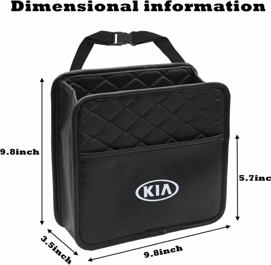 2Pack Heavy Duty Backseat Car Organizer with Multi-Pocket Storage & 2.14 Gallon Trash Can - Universal Fit for Most Cars (Black PU Leather)