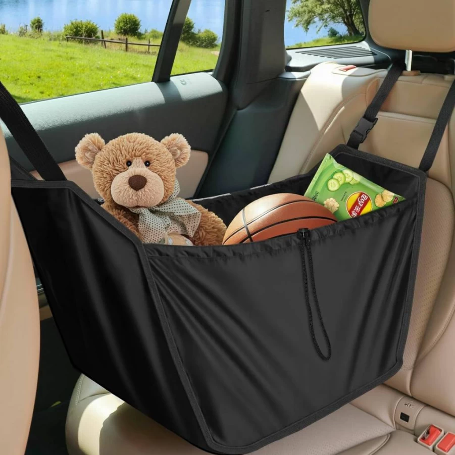 INFANZIA Collapsible Car Seat Organizer - Large Capacity Hanging Storage Bag, Portable Travel Tote with Drawstrings for Backseat, Shopping, and Reusable Use