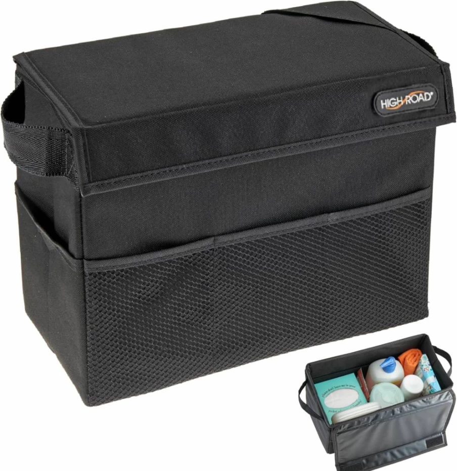 High Road Universal Car Storage Organizer with Lid - Multipurpose Seat & Trunk Organizer for All Vehicles
