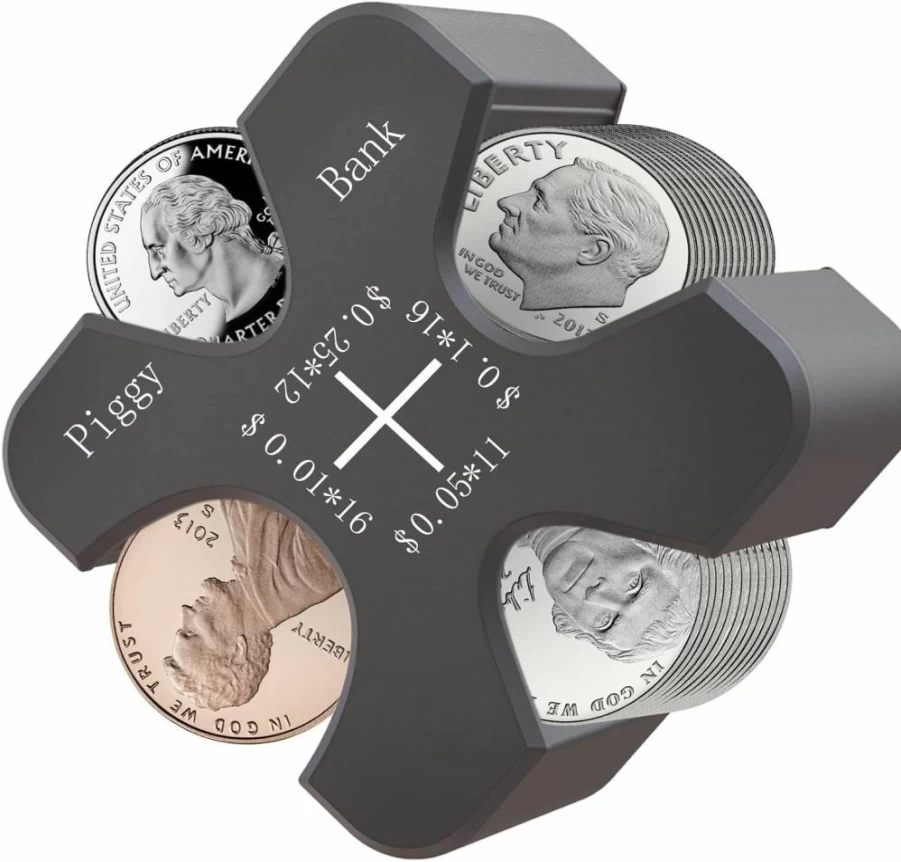 Vcertcpl Silicone Car Coin Holder – Portable Organizer for 55 Coins (Pennies, Nickels, Dimes, Quarters) – Black Automotive Change Storage