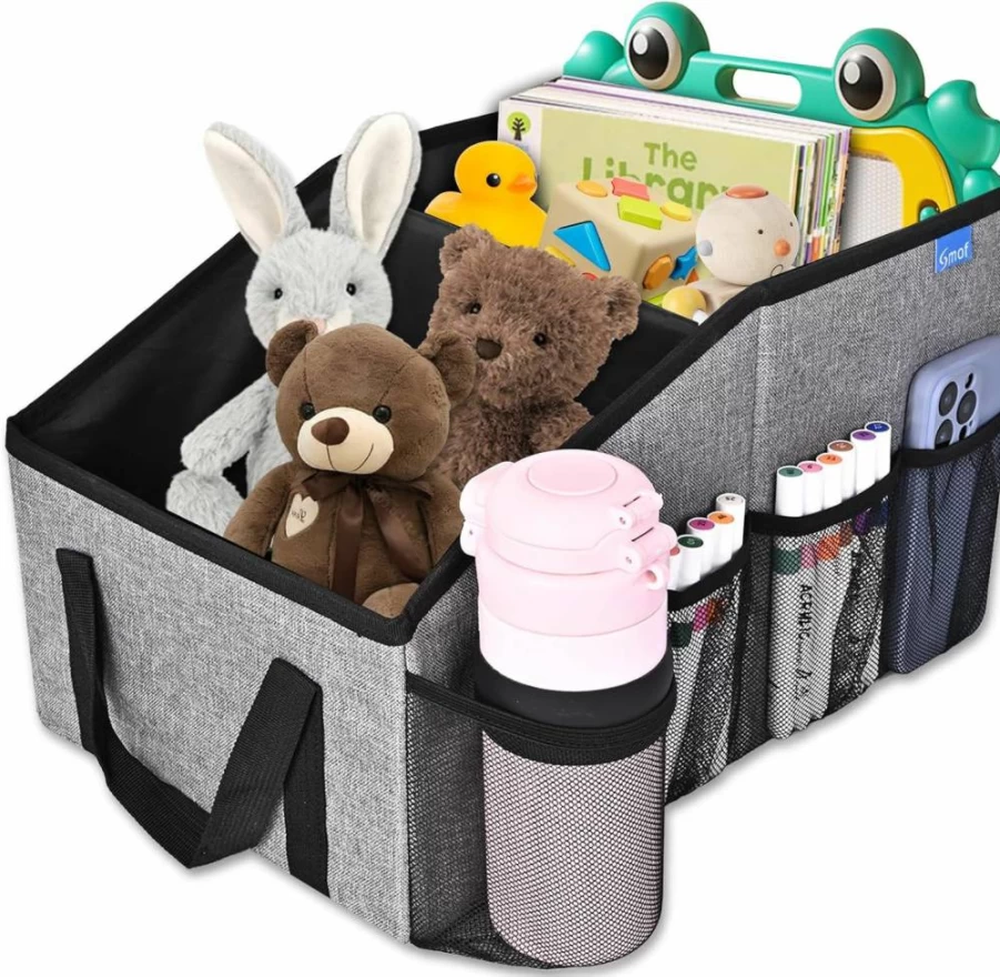 Smof Foldable Car Seat Organizer with Multi-Pockets & Detachable Divider - Universal Storage for Front & Back Seats (Gray)