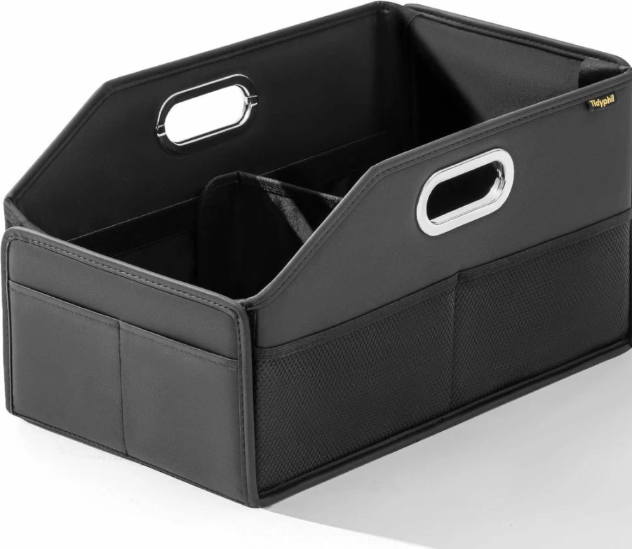 Tidyphil Car Seat Organizer - Collapsible Auto Storage with Elastic Bands for Cups, Toys & Travel Essentials, Fits Front & Back Seats, Large Capacity Vehicle Organizer