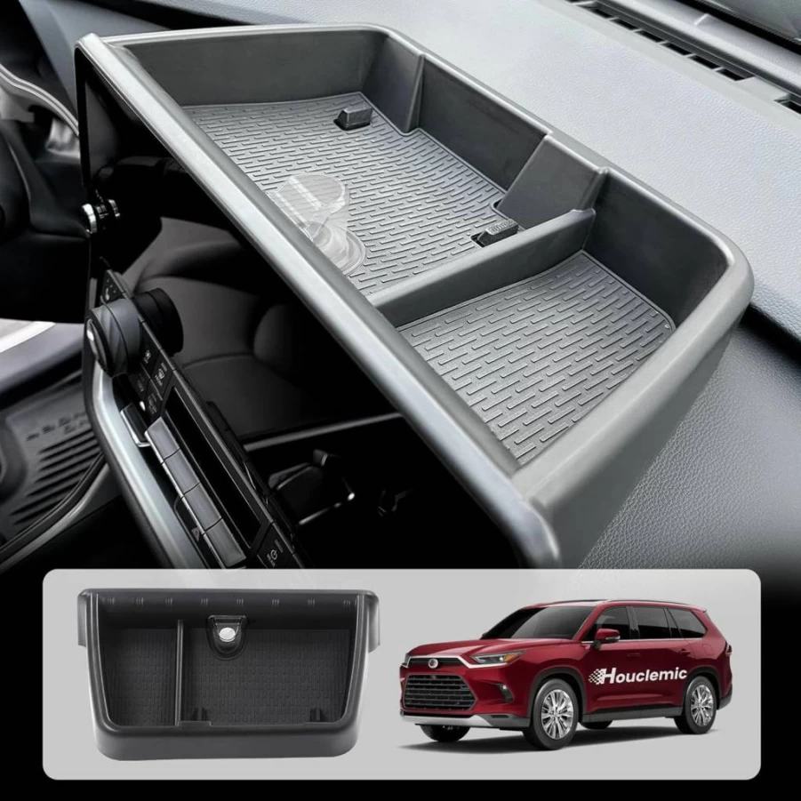 HOUCLEMIC Center Console Organizer Tray with Anti-Slip Pad for 2024 Toyota Grand Highlander - Dashboard Storage Accessory