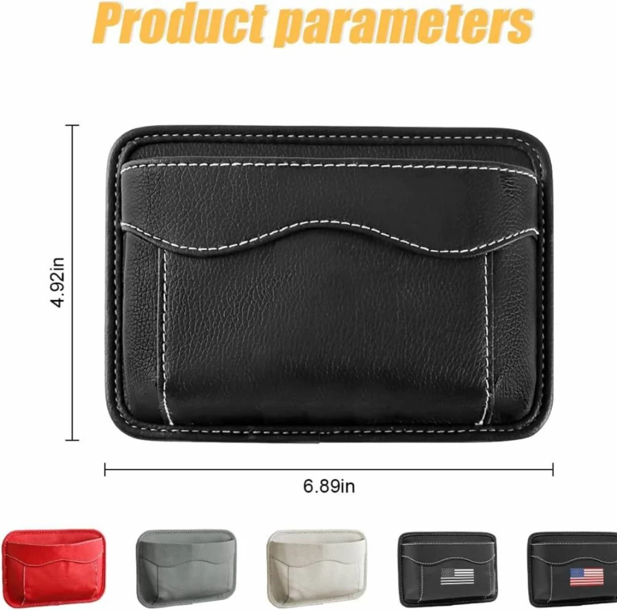 Moly Magnolia Car Seat Organizer - PU Leather Storage Pouch for Auto Door, Phone, Pen, Documents & Seat Gap, Black Vehicle Accessory