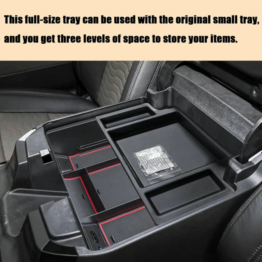 TACOBRO Center Console Organizer Tray for 2022-2025 Chevy Silverado & GMC Sierra 1500/2500HD/3500HD with Front Bucket Seats