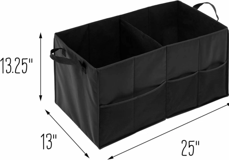 Honey-Can-Do Folding Storage Organizer for Car Trunk, Soft Black Collapsible Chest, Portable Multi-Use Container