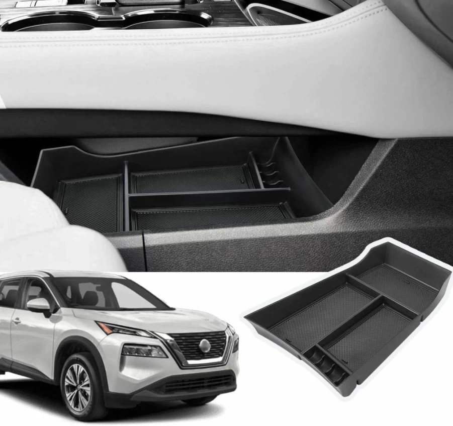Neepiar Center Console Organizer Tray for Nissan Rogue 2021-2025 | 2-Piece Armrest Storage Insert | Custom Fit Interior Accessories