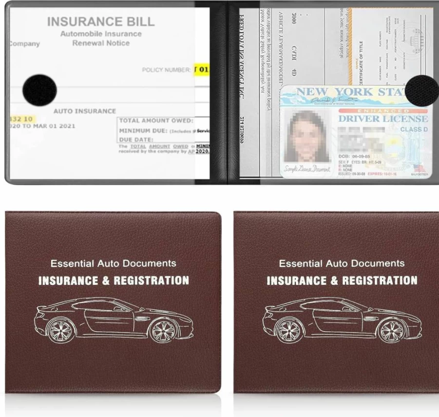 UYYE Car Document Organizer - 2 Pack Vehicle Registration and Insurance Card Holder, Glove Box Storage for License, Cards, and Auto Accessories