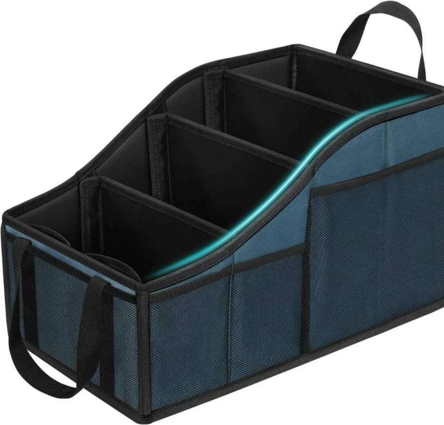 YOHOOLYO Car Seat Organizer with 4 Compartments, 4 Cup Holders & 7 Mesh Pockets for Front and Rear Seats – Black Backseat Storage Solution