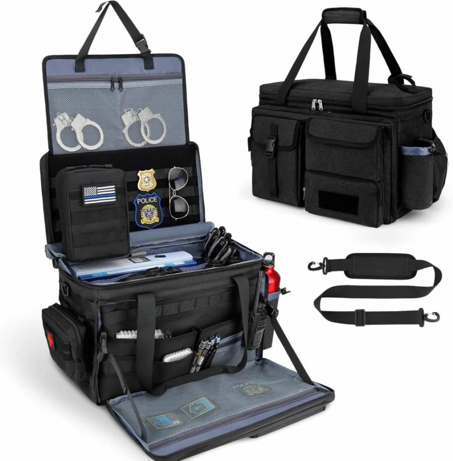 GDNasist Tactical Police Patrol Bag - Front Seat Car Organizer with MOLLE Webbing & Shoulder Strap for Law Enforcement Gear Storage