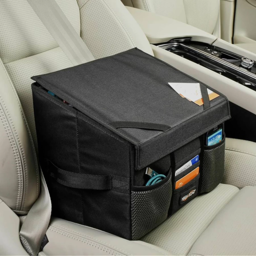 High Road Car Organizer for Front Seat - Mobile Office Truck Organizer with Filing Dividers & Desk Top Cover - Vehicle & Workspace Storage Solution