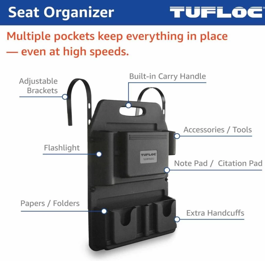 Tufloc Vehicle Seat Organizer For Police & Law Enforcement - Secure Gear Storage With Easy Access