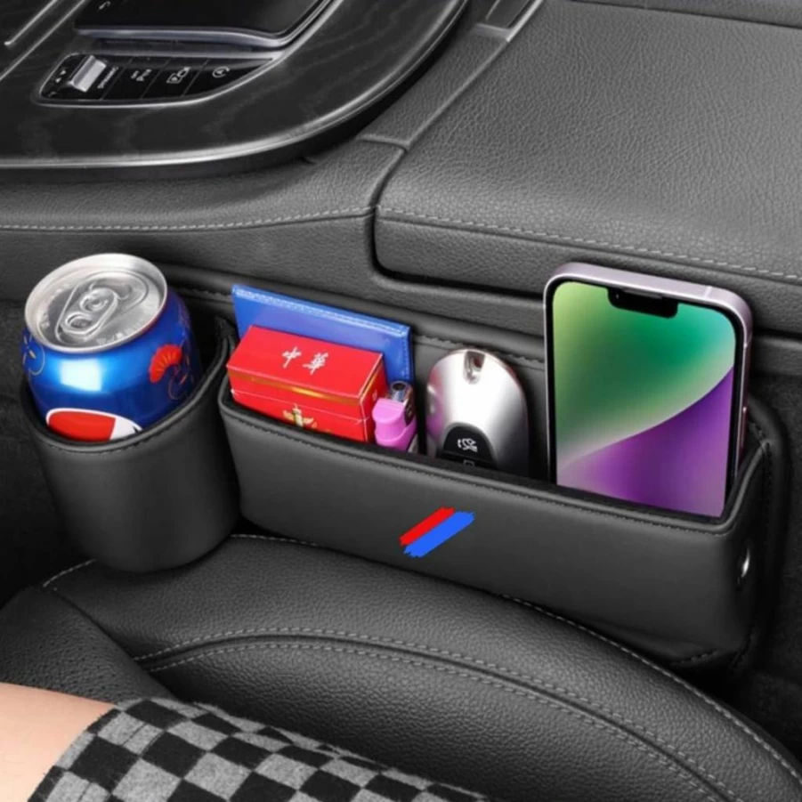 2 Pcs Universal Car Seat Gap Filler Organizer - Storage Box for BMW 1-7 Series & X1-X7 Models, Vehicle Crevice Accessories for Phones, Keys, Cards