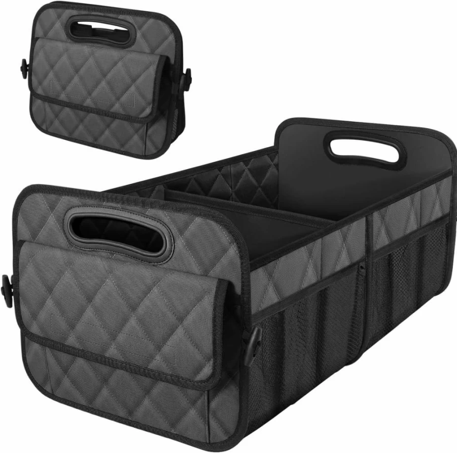Deosk 50L Waterproof Car Trunk Organizer for SUV, Minivan, Truck - 6 Pocket Storage with Leopard Print - Durable Polyester Auto Accessory for Men & Women