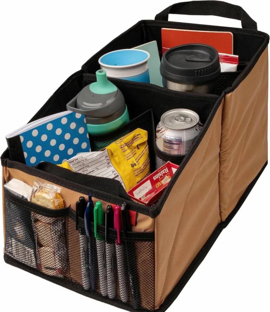Lusso Gear Car Seat Organizer - 9-Pocket Storage for Cars, Trucks & Vans - Front & Backseat Black Organizer with Cup Holders
