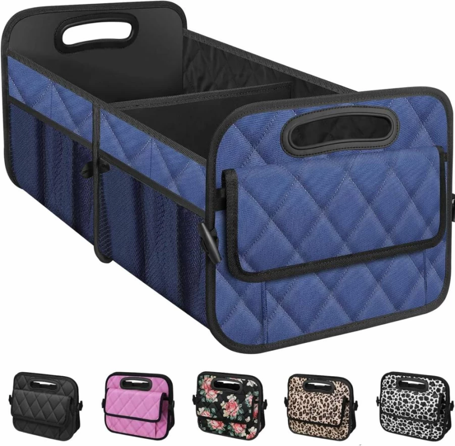Olosar Collapsible Car Trunk Organizer - 6 Pocket Storage with Reinforced Handles, Portable Car Accessories for Women & Men, Medium Black Auto Organizer