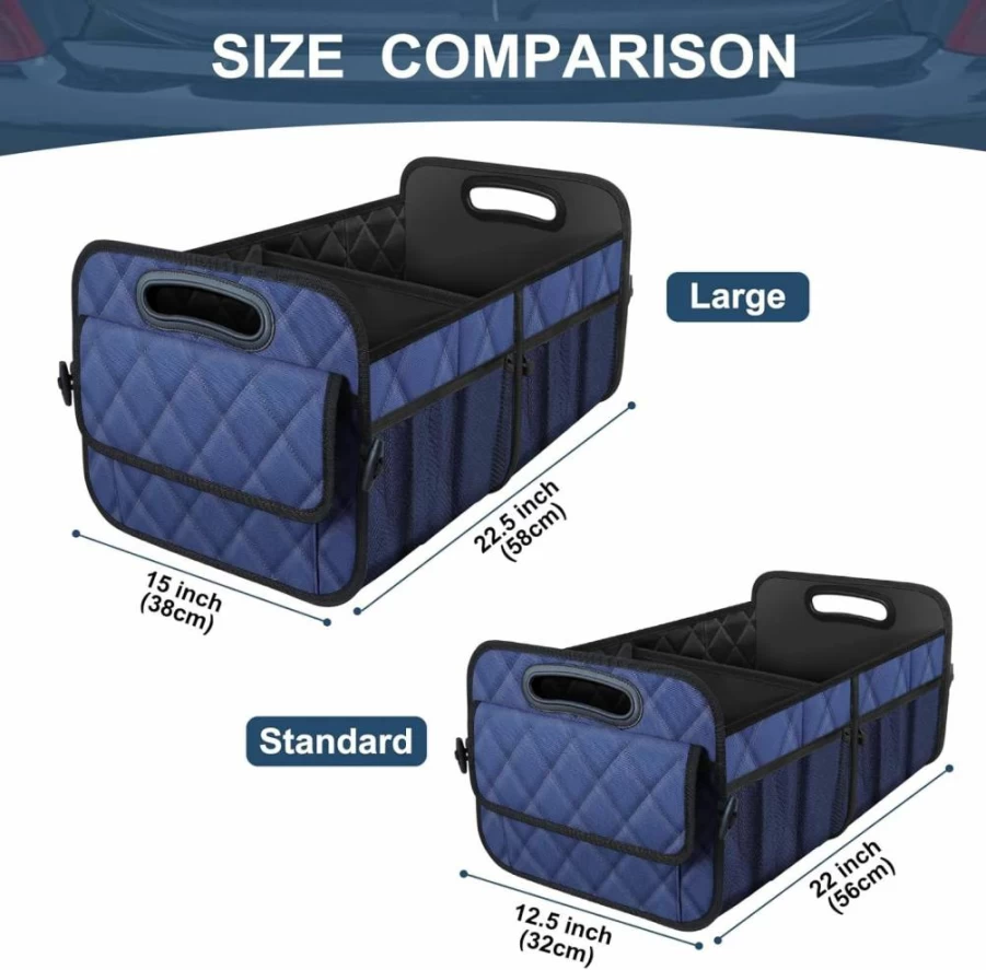 Olosar Collapsible Car Trunk Organizer - 6 Pocket Storage with Reinforced Handles, Portable Car Accessories for Women & Men, Medium Black Auto Organizer