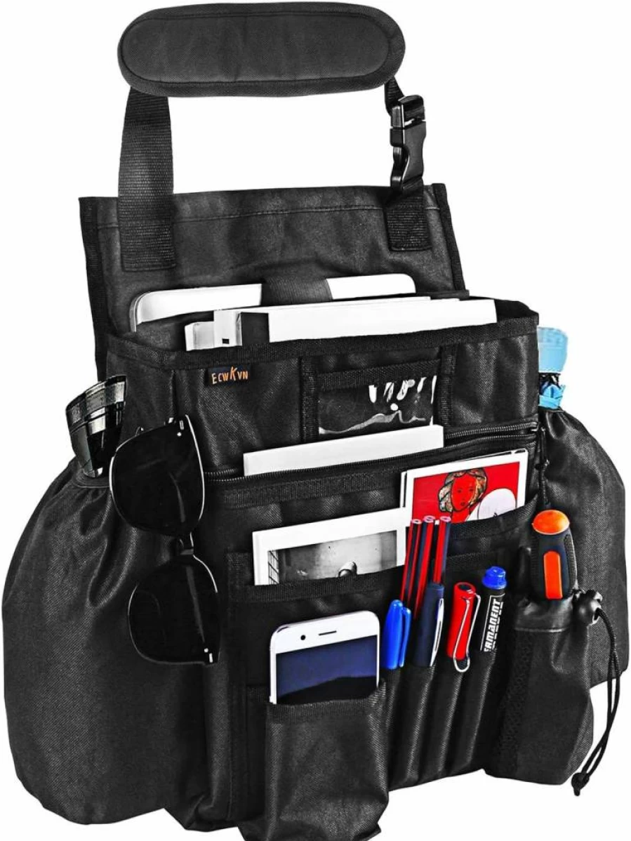 ECWKVN Car Seat Organizer with Tablet Holder, File Storage, Cup Holders & Adjustable Straps for Front & Back Seats
