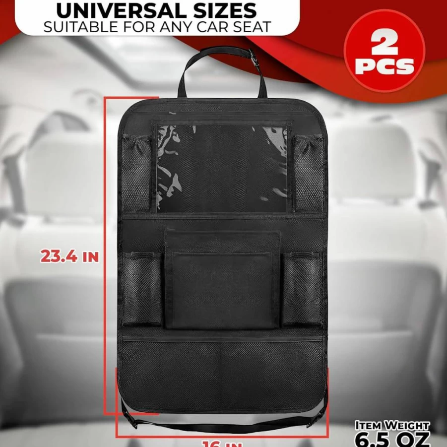 SVICHOCHKA 2 Pack Car Back Seat Organizer with 9 Pockets & Tablet Holder - Universal 23.4x16 Inch Durable Polyester Storage for Vehicles, Easy to Clean & Attach with Strong Straps