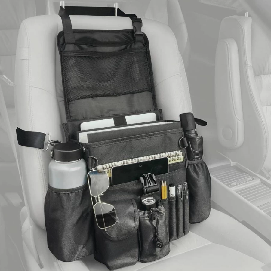 FifthQuarter Car Seat Organizer with Laptop Compartment – Adjustable Universal Front Seat Storage for Police, Drivers, Office & Travel – Portable Large Capacity Truck Accessories