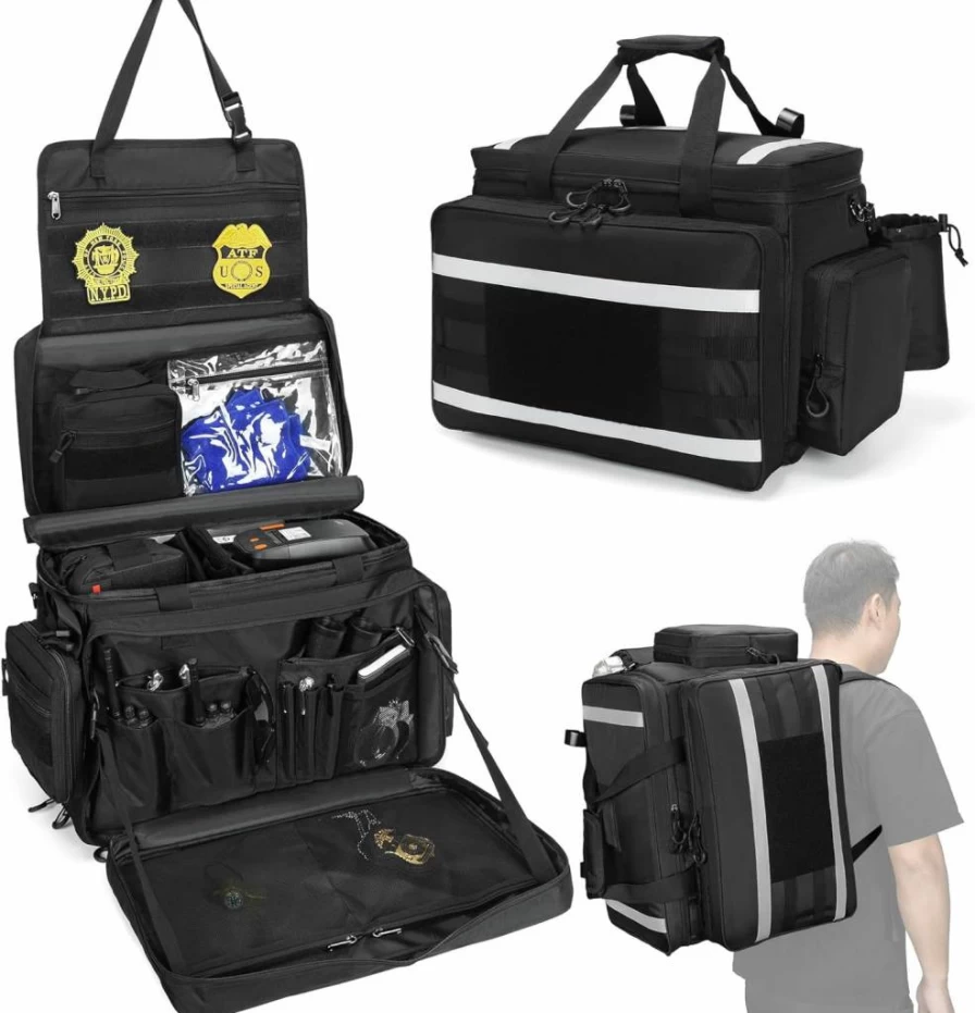 Ezgnuk Tactical Patrol Bag - Police Gear Organizer with MOLLE System, Cup Holders & 3-Way Carry for Car Truck Vehicle Seat, Law Enforcement Equipment