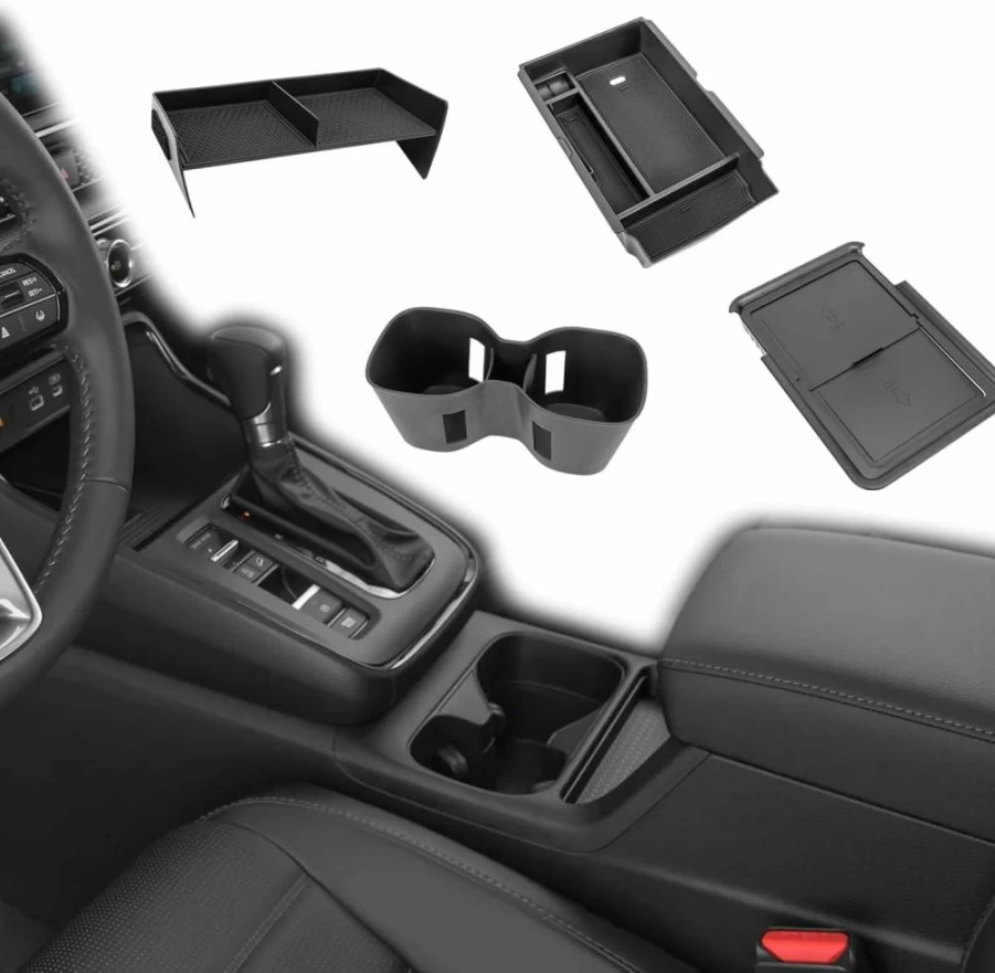 2Pcs Neepiar ABS Center Console Organizer Tray for Honda CR-V 2023-2025 Models - Secondary Armrest Storage Box Insert Accessories