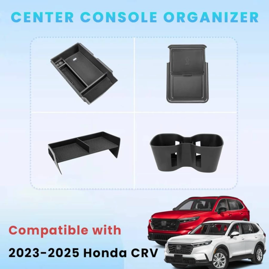 2Pcs Neepiar ABS Center Console Organizer Tray for Honda CR-V 2023-2025 Models - Secondary Armrest Storage Box Insert Accessories