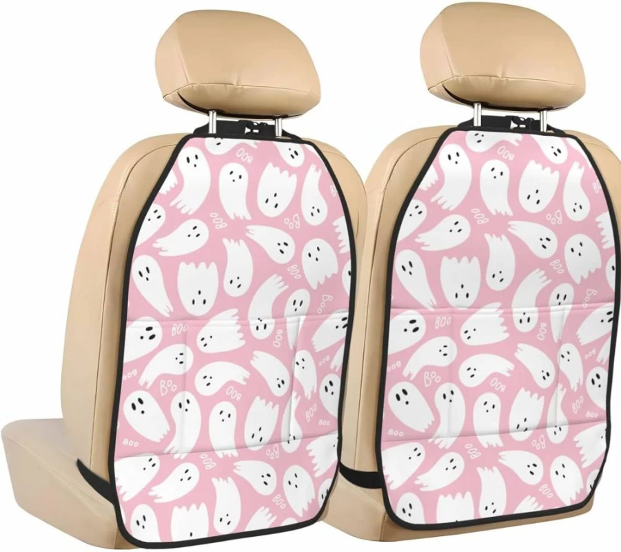 YANGDADA Vintage Floral Car Seat Covers 2-Pack with Organizer Pockets, Universal Back Seat Protector for Dirt and Mud, Groovy Flower Auto Accessories