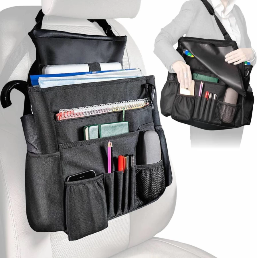 FoxBox Universal Car Seat Organizer with Laptop Storage - Adjustable Straps for Driver, Passenger, or Back Seat - Ideal for Police, Office, Travel & Truck Accessories