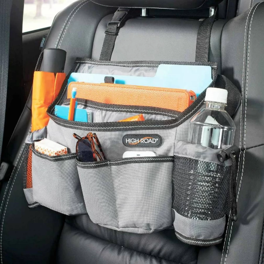 High Road Swingaway Car Seat Organizer with Cup Holders & Side Bottle Pockets for Driving Essentials