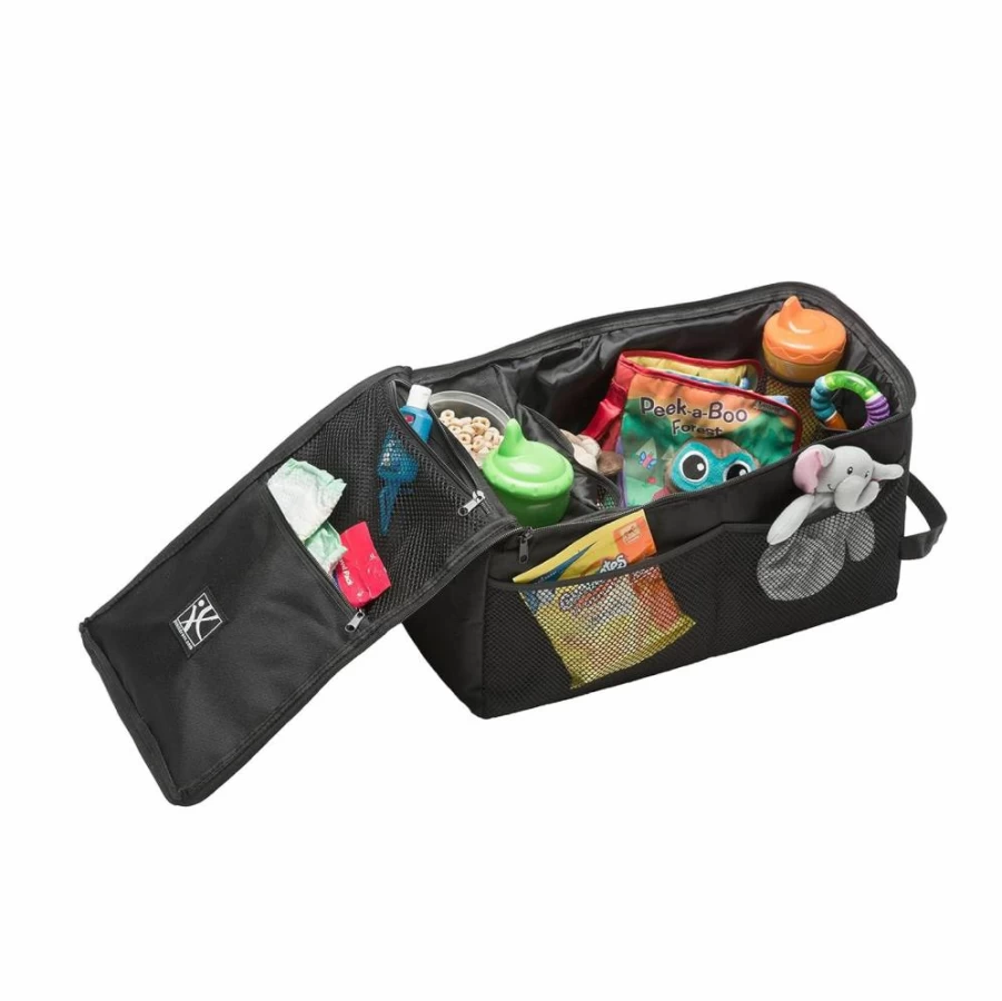 J.L. Childress Extra Large Car Seat Organizer - 10-Pocket Backseat Storage with Cup Holders for Travel & Road Trips - Black