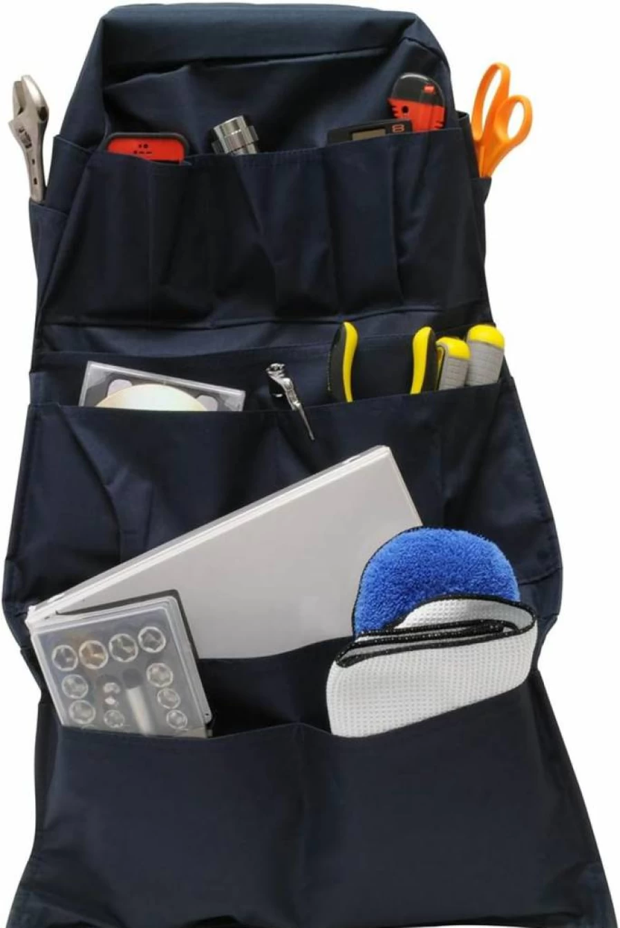 RoadPro RPSB-14BL 14-Pocket Truck Seat Organizer for Car & Travel Storage, Durable Back Seat Organizer with Multiple Pockets, Semi Truck Accessories in Blue