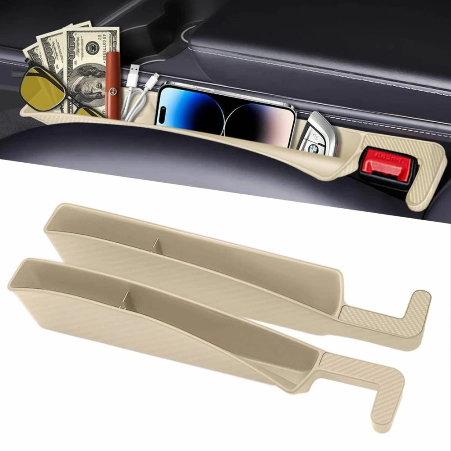 ZYMBU 2 Pack Car Seat Gap Filler Organizer - Universal SUV & Truck Console Storage Box for Phone, Glasses, Keys, and Car Accessories